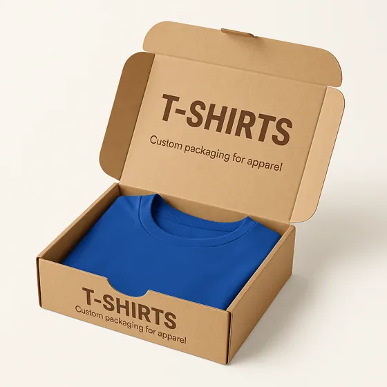 A closed, flat, rectangular shirt box, likely cardboard, conveys a sense of simple and functional packaging.
