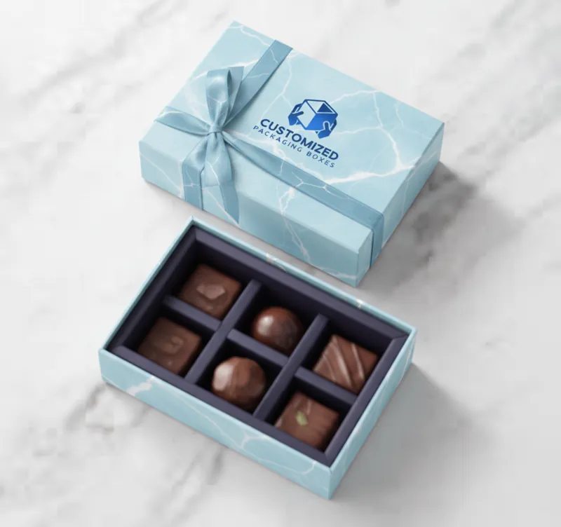 A stylish bonbon box features a sleek design, hinting at the delectable treats within.
