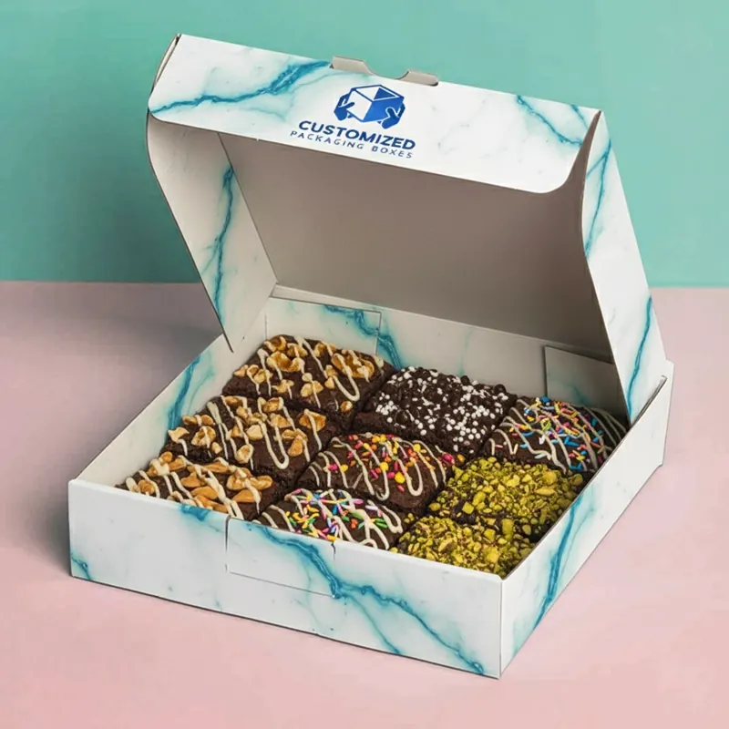 A glossy brownie box with a clean, minimalist design, ideal for retail or gifts.
