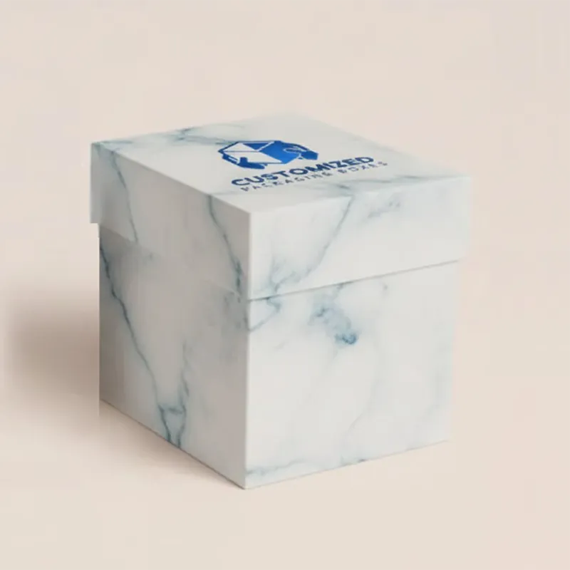 A candle box with custom inserts displays product securely. The box is white with a simple, clean design.
