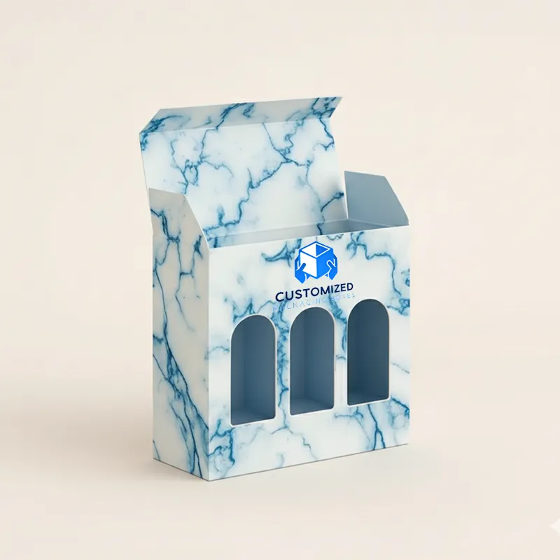 A candle box with a window displays the candle inside, showcasing a simple, elegant packaging style for candle products.
