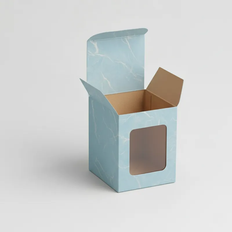 Close-up of jar candle boxes featuring a repeating pattern of simple, minimalist design elements.
