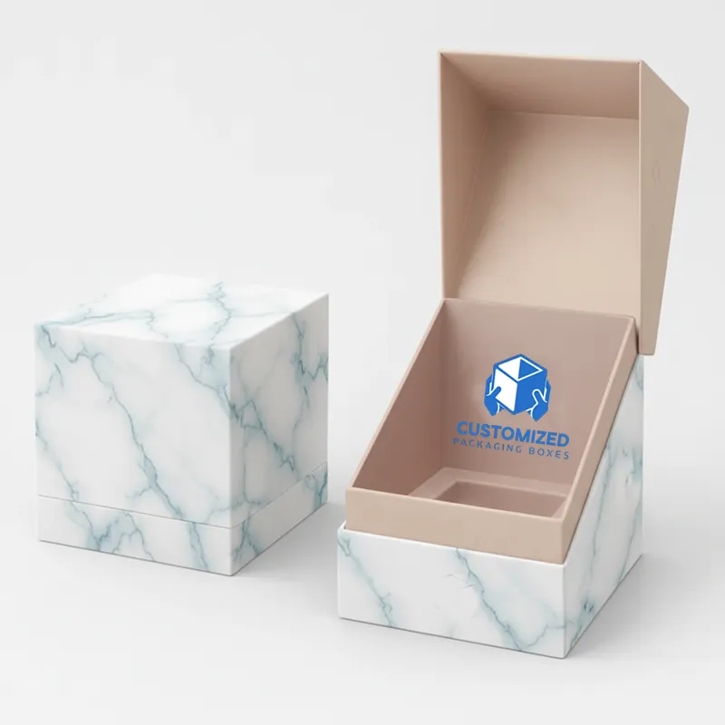 A luxury candle box featuring a minimalist design, likely made from durable cardboard for an upscale product presentation. 
