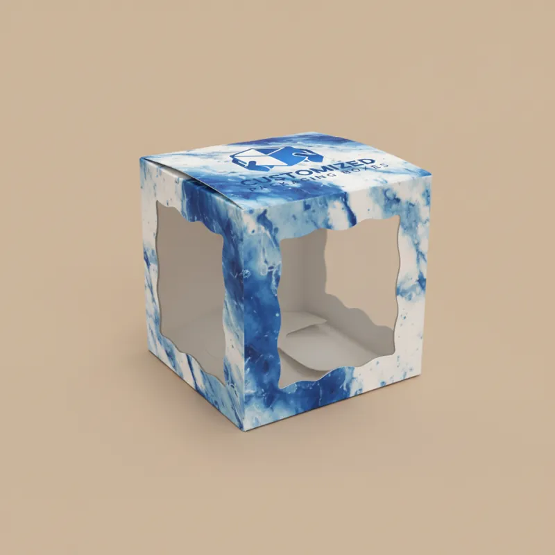 A CBD product display box with a hinged lid, showcasing a clean, minimalist style in muted colors.
