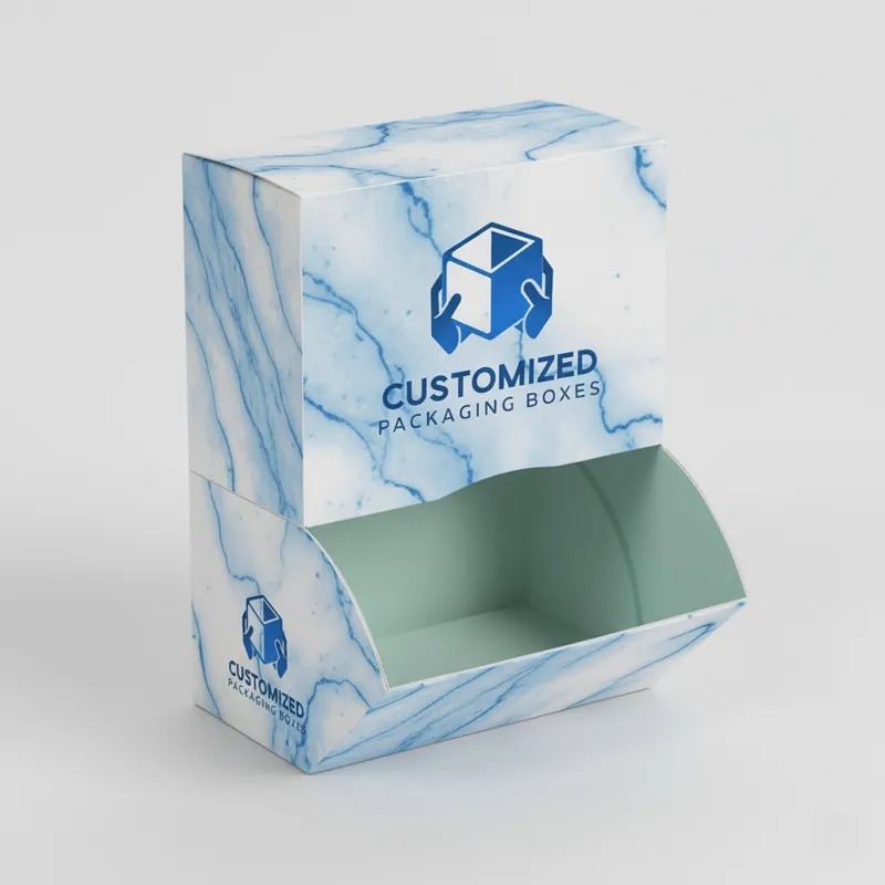 A CBD lollipop box with colorful abstract graphics, likely containing individual lollipops, marketed for cannabidiol consumers.