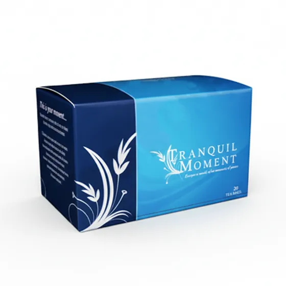 A vibrant tea box with a geometric design; 