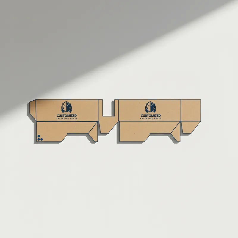 A white auto bottom tray box template with a straight tuck closure, displayed on a white background.
